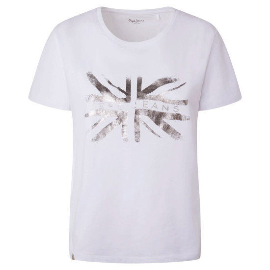 Pepe Jeans Γυναικεία κοντομάνικη μπλούζα Lali Metallic Logo Cotton T-Shirt